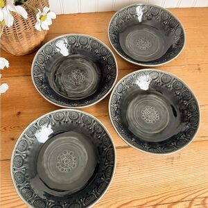 Anthropologie Havana Black Ceramic Pasta Bowls Set